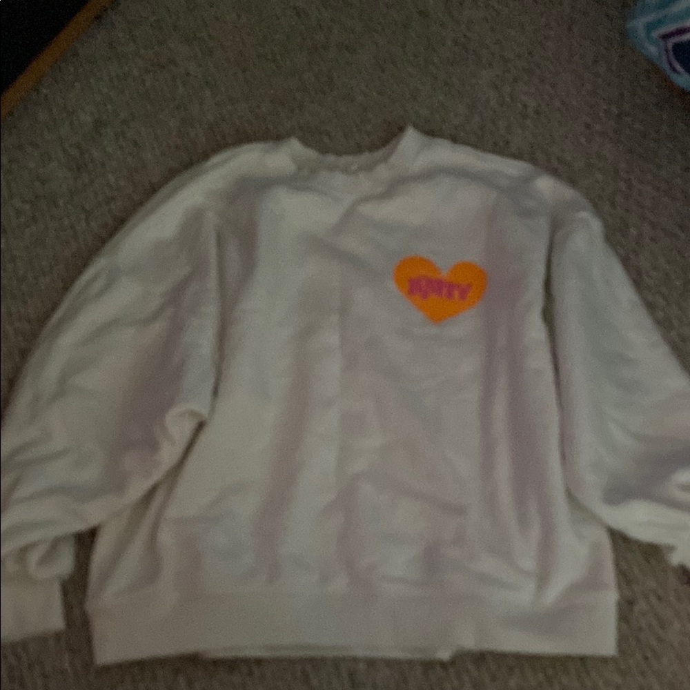 Orange Heart White Crew Neck Sweater